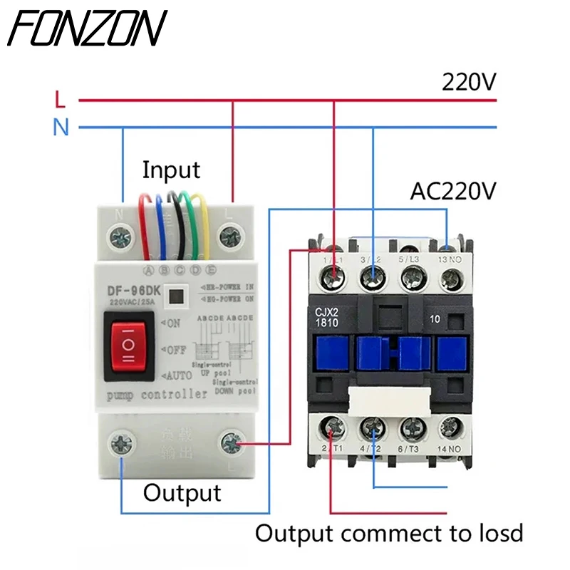 DF-96D DF-96DK automatic water level controller 20A AC 220V DC24V tank level detection sensor water pump control switch 2M probe liquid level sensor water pump controller