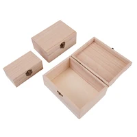 1/3pcs Log Color Scotch Plain Wood Wooden Square Hinged Storage  Boxes Craft Gift Box Handmade Case Box Storage Organization 2