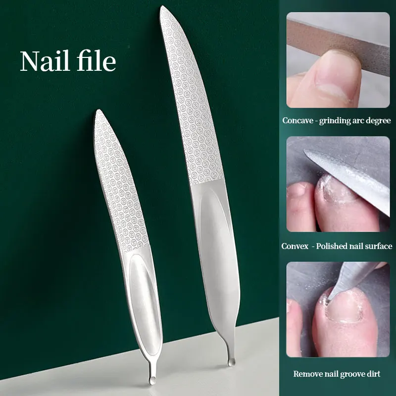 

Двусторонняя пилка для ногтей из нержавеющей стали, отшелушивающая Двусторонняя наждачная бумага для ногтей, шлифовальный инструмент для шлифовки и ухода за кожей