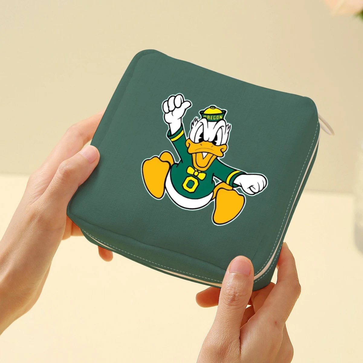 Cartoon Mickey Mouse Sanitary Napkin Storage Bag for Women Disney Stitch Strawberry Bear Pattern Coin Purse Mini Cosmetic Bag