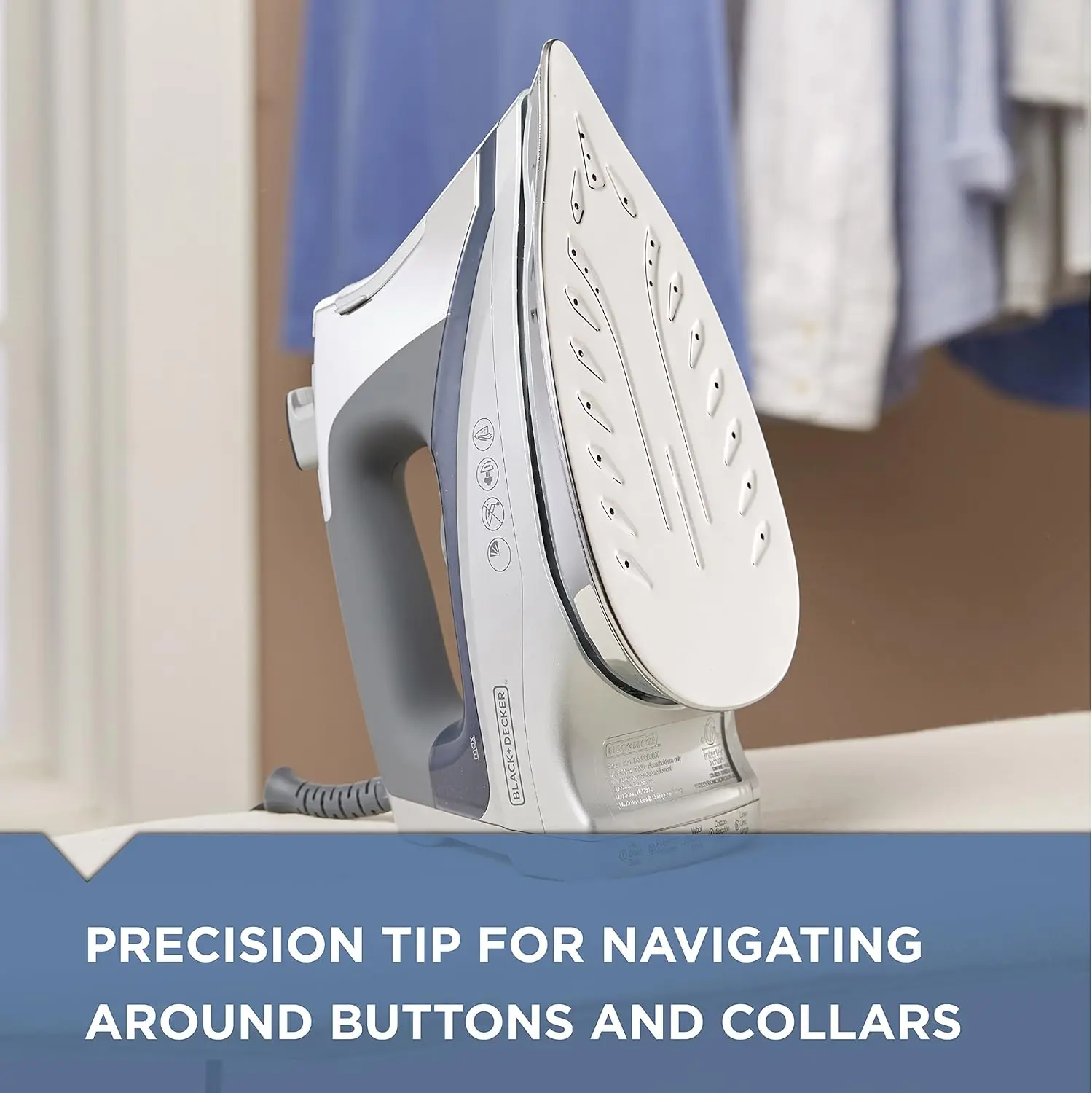 Professional Steam Iron, D3030, 30% More Steam, Percison Tip, Stianless Steel Soleplate, Vertical Steam Fuction 4