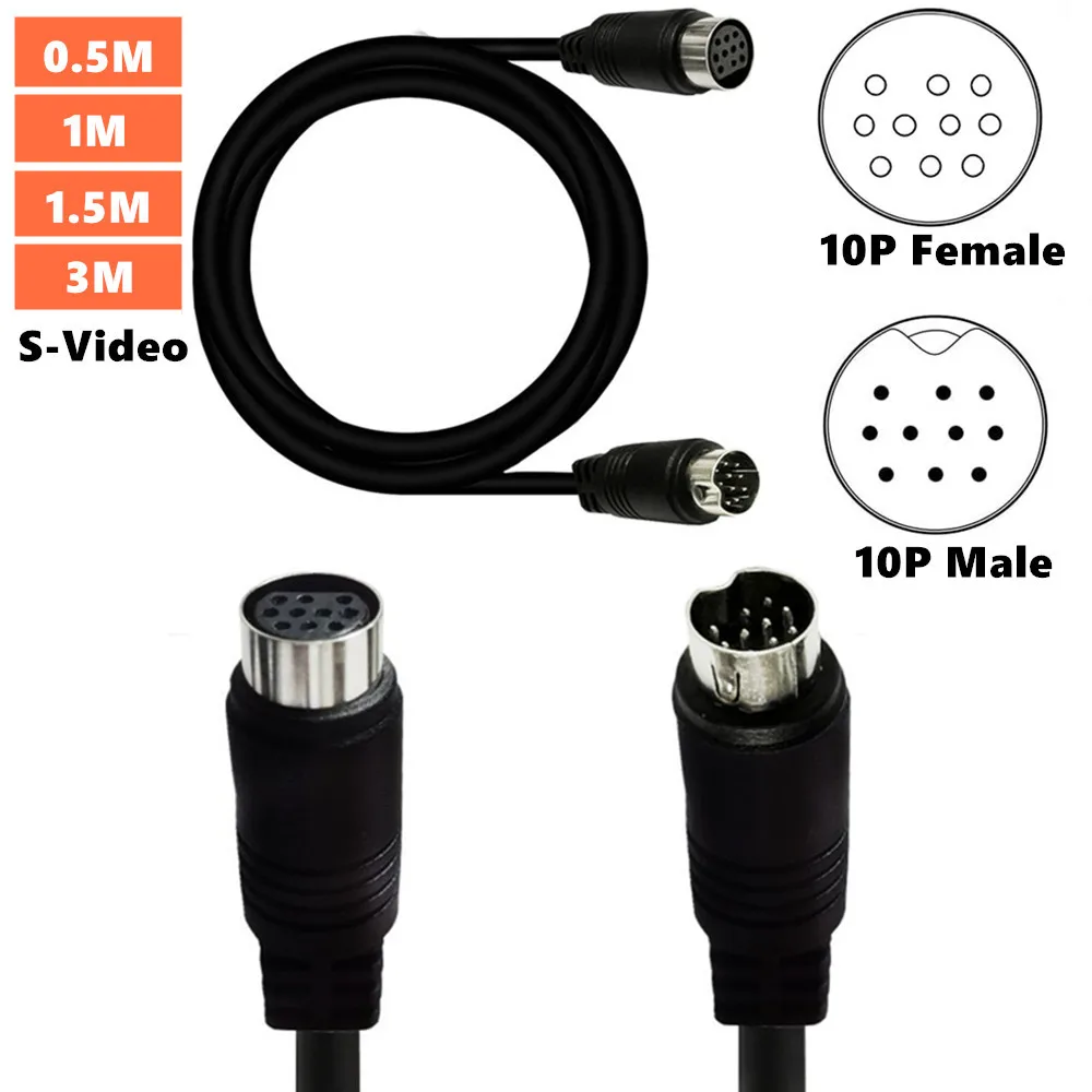 

S-video 10Pin Male/Female Connection Extension Cable Component Cable s Terminal Mini DIN 10 Pinhole Video Cable