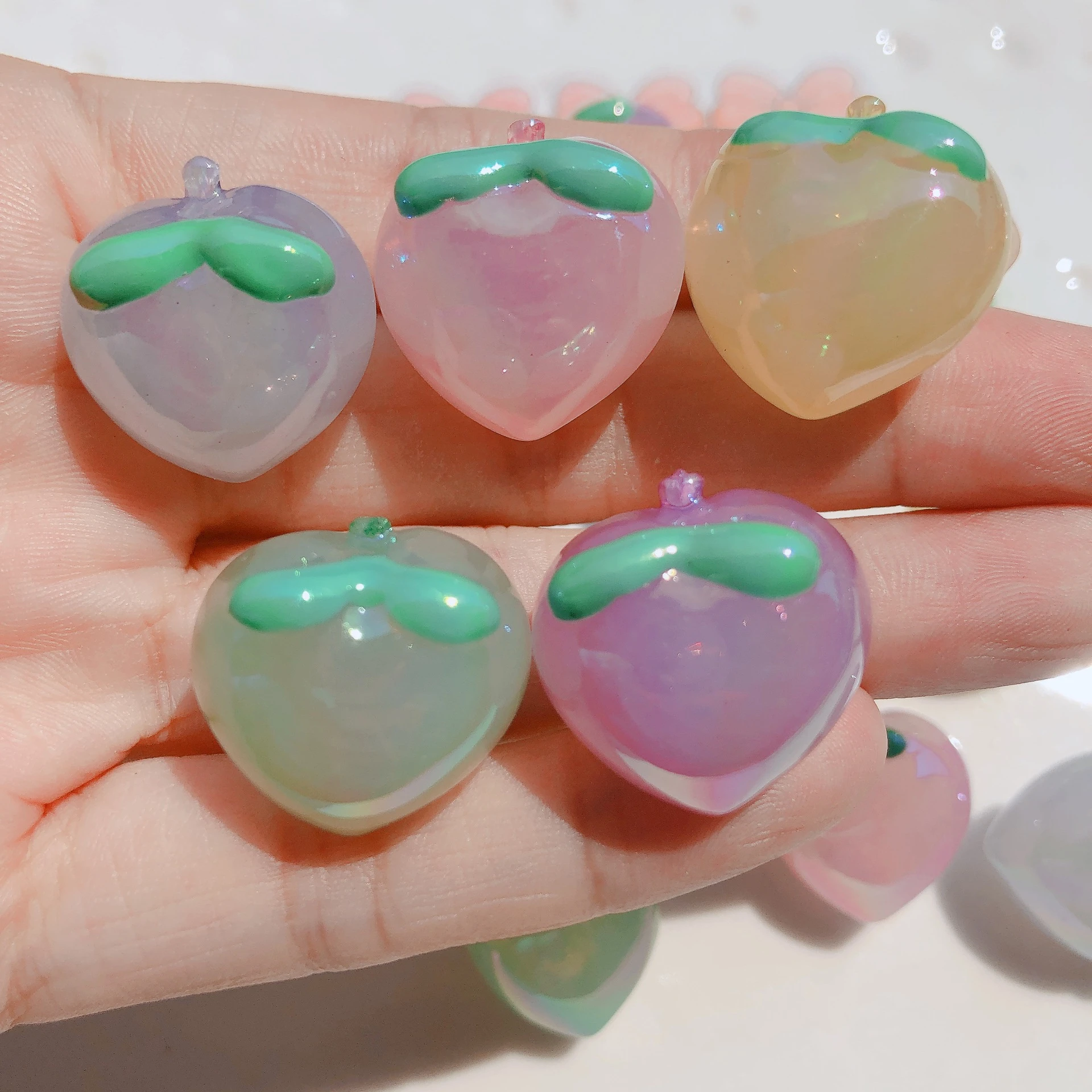 10Pcs Acrylic Peach With Hole Miniature Cabochon Charms For Hair Bows Center DIY Jewelry Making Accessories| | - AliExpress