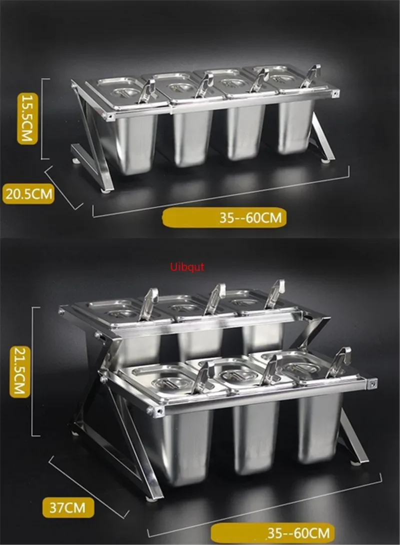GN pan with rack basin shelf for milk tea shop box jam Stainless Steel Box serving tray salad bowl Storage Chafing Buffet Pan 6