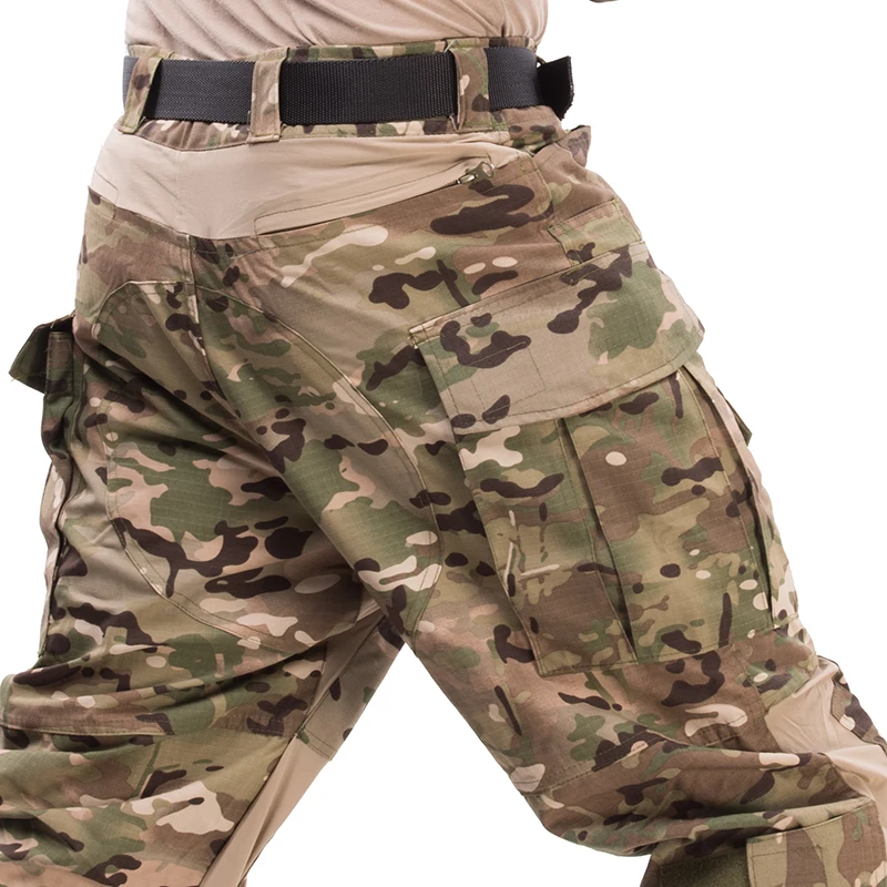 HAN WILD Men Paintball Sport Pants Combat Cargo +Knee Pads CP Camo - Main Image