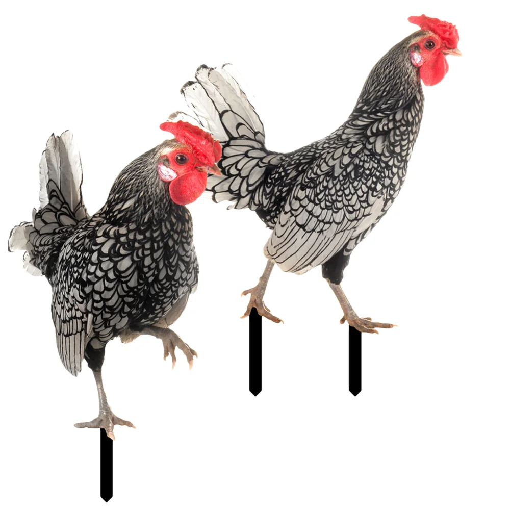 

2 Pcs Pheasant Garden Decoration Outdoor Decorations Emblems Chicken Stake The Sign