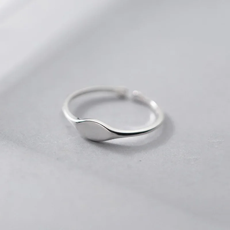 SOFTPIG Real 925 Sterling Silver Oval Adjustable Ring For Fashion Women Party Fine Jewelry Minimalist Geometric Punk Accessories