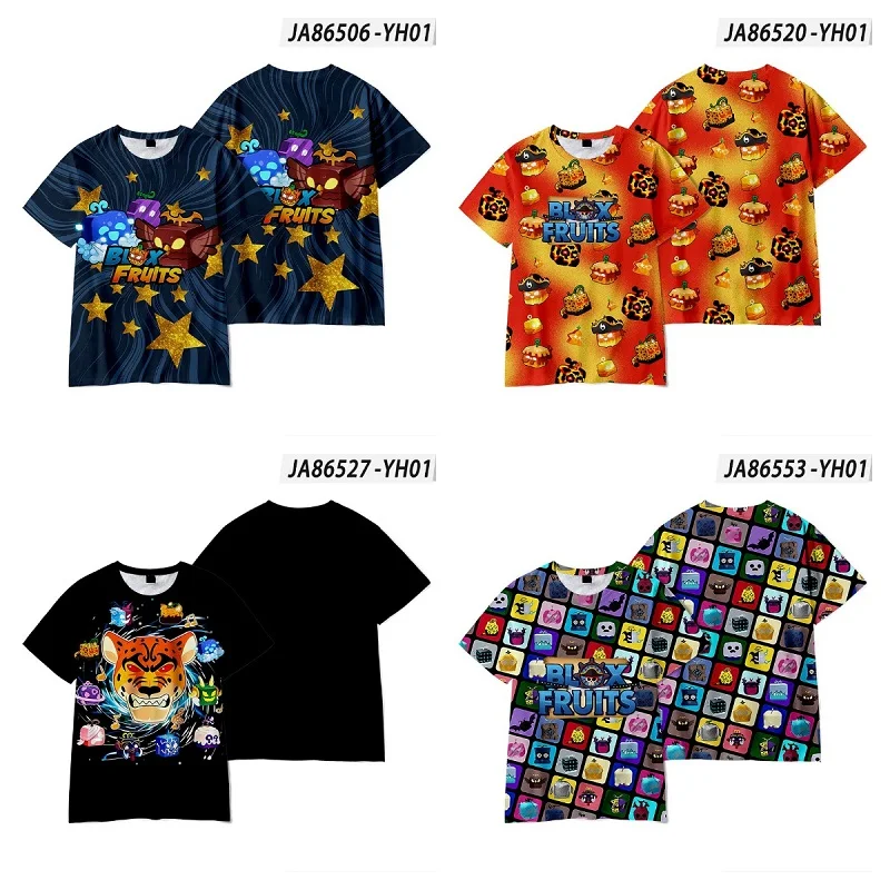 Kids T Shirt Game Anime Cartoon 2-16 years Blox Fruits Short-sleeved Student Casual Fashion T-shirt Cute Children's Wear Print