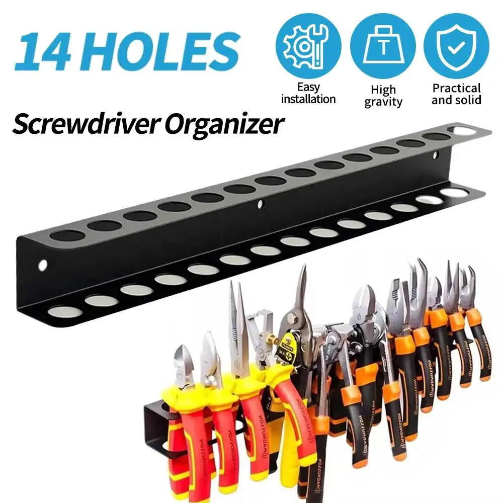 Screwdriver Organizer Tool Wall-mounted 14-hole Hardware Tool Storage for Hex Cross Screw Driver RC Tools Storage Base Stand screwdriver organizer,tool organizer