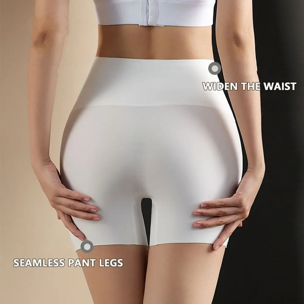 Solid Color Tummy Hips Sliming Plus Size Leggings High Waist Underwear Safety Shorts Ice Silk Boxer Women Safety Short Pants safety shorts workout shorts high waist shorts women leggings safety pants high waist underwear