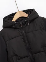 UNIZERA2025 autumn new women's casual fashion slim stretch fabric splicing cotton coat warm hooded cotton coat - Image 2