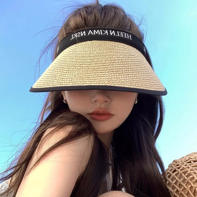 

Summer Top Air Cap Adult Girls Female Summer Beach Protection Sun Duck Tongue Outdoor Tourism Straw Hat DMK19