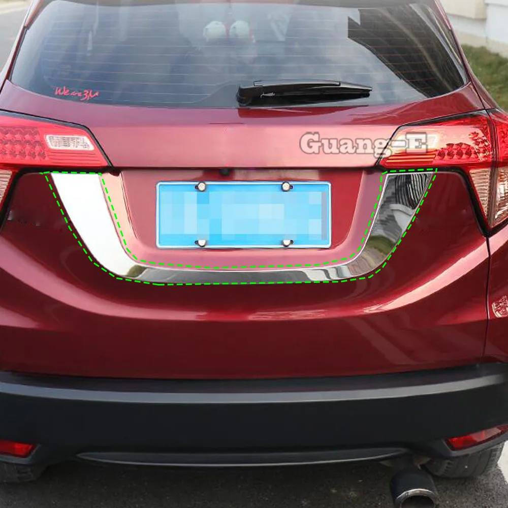 

For Honda HRV HR-V Vezel 2014 2015 2016 2017 2018 Car Detector ABS Chrome Back Rear License Frame Plate Trim Strip Bumper Trunk