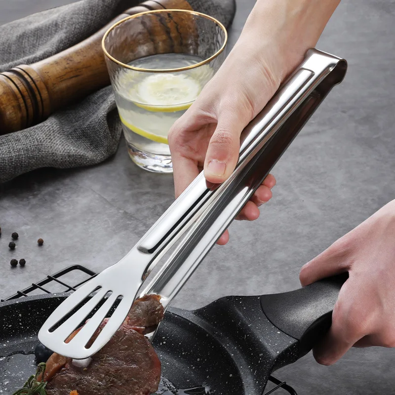 

304 stainless steel food clip kitchen thickened buffet food clip barbecue steak three-line bread clip