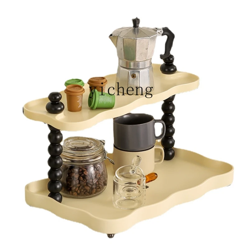 

ZC Water Cup Multi-Layer Storage Rack Desktop Water Bar Mug Coffee Cup Tea Cup Creative Retro Multi-Purpose Organize and Storage