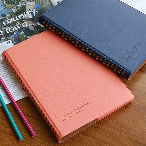 

PU Leather Agenda 2022 Planner Diary Spiral Business Notebook and Journals Coil Notepad Stationery Notebooks for Students