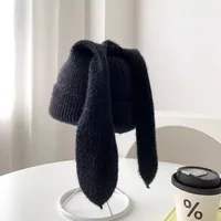 New 1Pc Bunny Hats Beanie Long Ear Warm Hat Crochet Knitted Hat Cute Bunny Hat Rabbit Ears Hats for Women Winter Hats Warm Caps 1