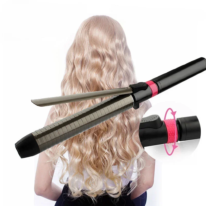 Professional Hair Curler Rotating Curling Iron Wand with Tourmaline Ceramic Anti-scalding Insulated Tip Styling Tool