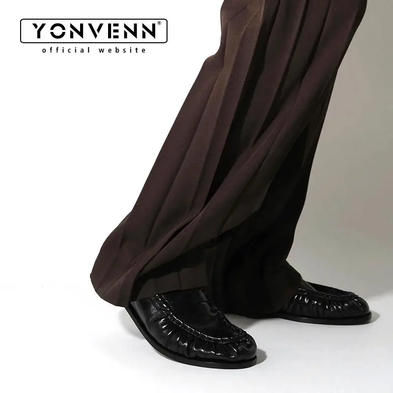 New Retro Loafers for Men Featuring Classic and Pleated Design Suitable for Work and Commuting with Slip-in Dress Leather Shoes - 5