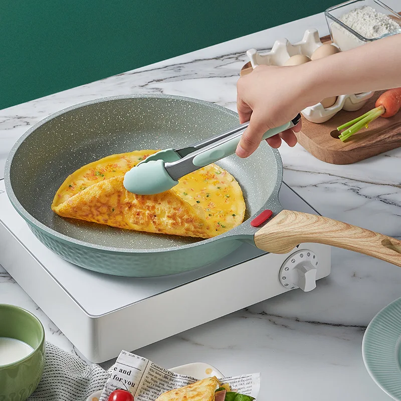 Green Frying Pan with Lid Cooking Wok Pots for Kitchen Durable Skillet  Nonstick Pans Grill Pancake Saucepan Egg Induction Cooker