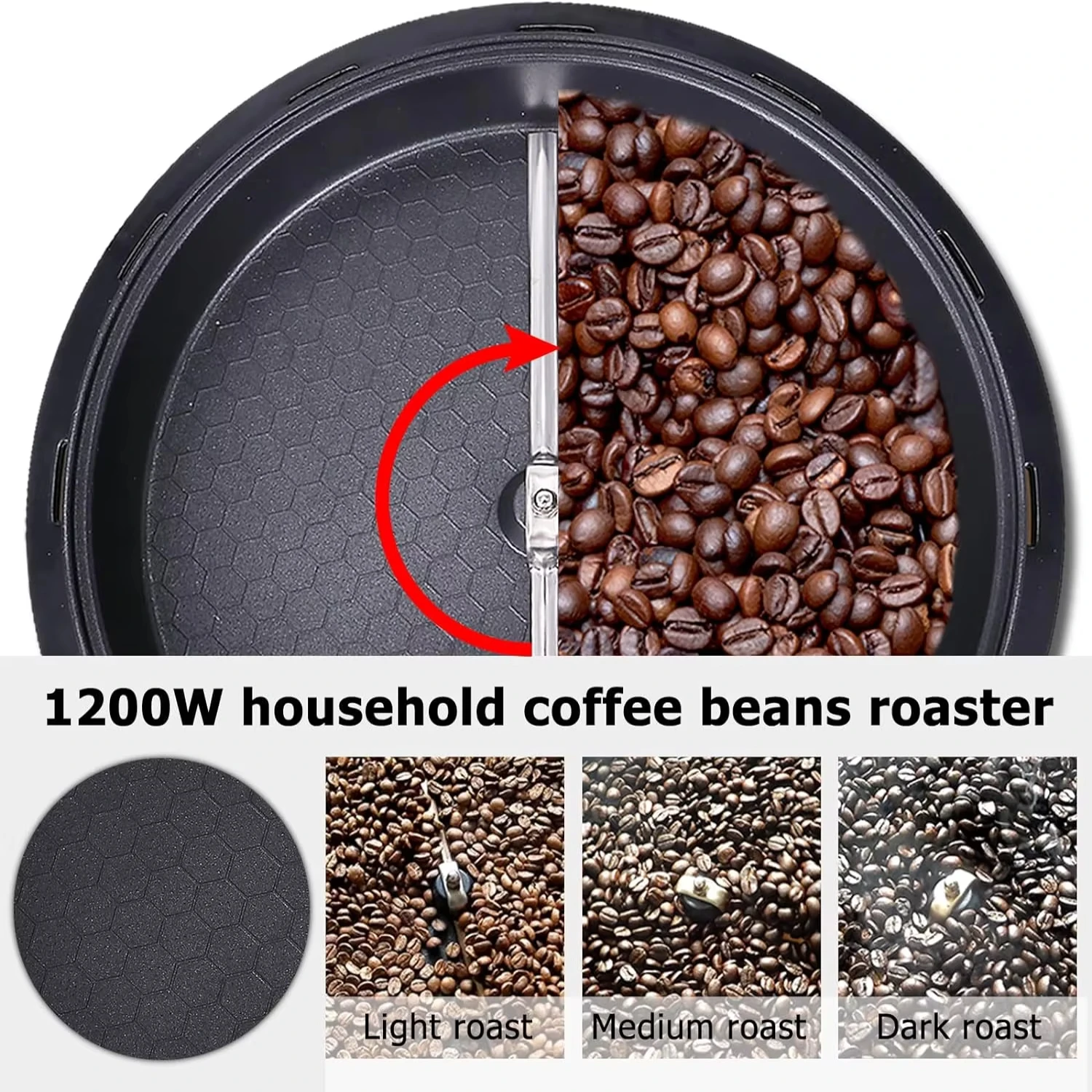 Kitchen  Coffee Bean Roaster Coffee Baked Peanut Beans Baking Stove Popcorn Make Dryer Roasting Machine Grain Drying 6