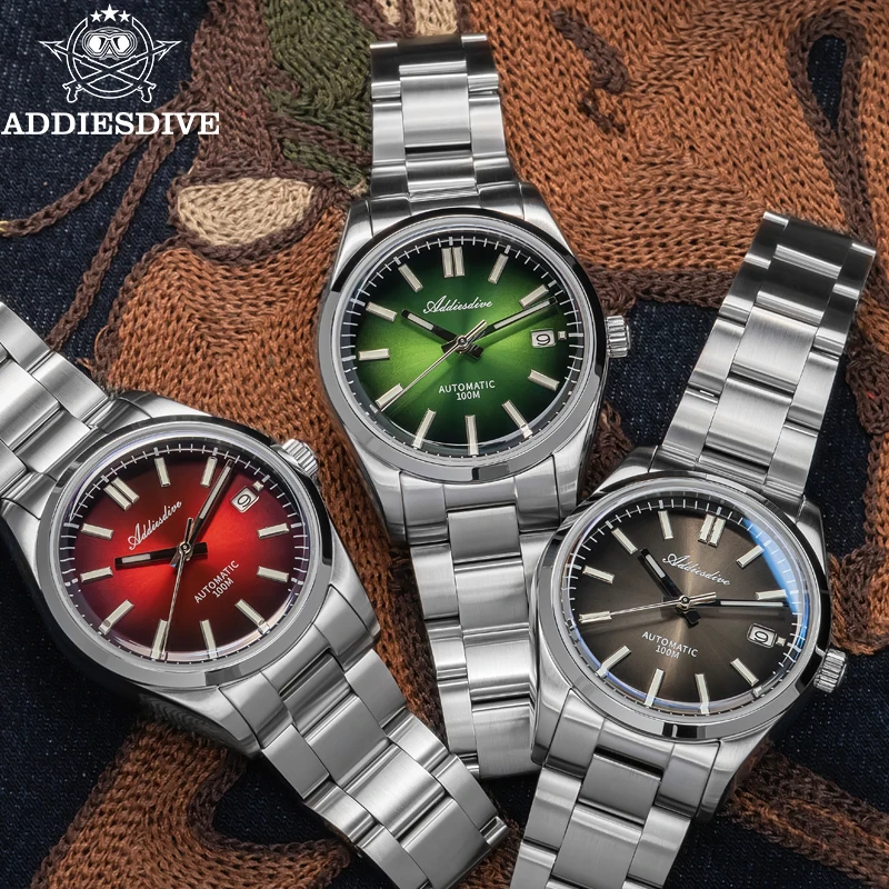 ADDIESDIVE Watch New AD2071 Top Brand Sappire Green Gradient Dial Luxury NH35 Automatic Watch Waterproof 100m Leisure Men Watch 3