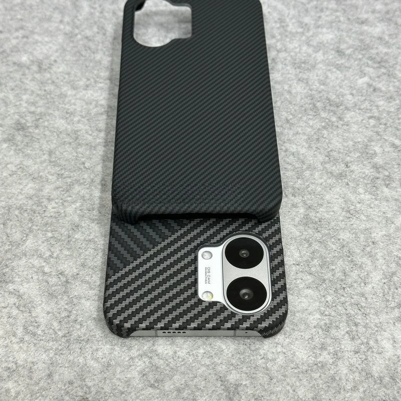 Luxury Color-Blocking Carbon Fiber Shockproof Bumper Case with Lens Protection