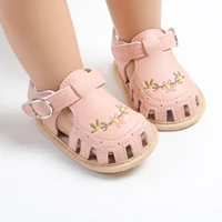 Baby Girl Sandals Princess PU Leather Non-slip Kids Shoes Cute Embroidery Flower Summer Flats Hollow Out Toddler Shoes 3