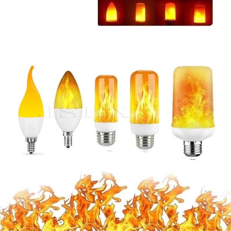 

LED E27 Flame Bulb Fire E14 lamp Corn Bulb Flickering LED Light Dynamic Flame Effect 9W 12W 110V-220v for Home Lighting