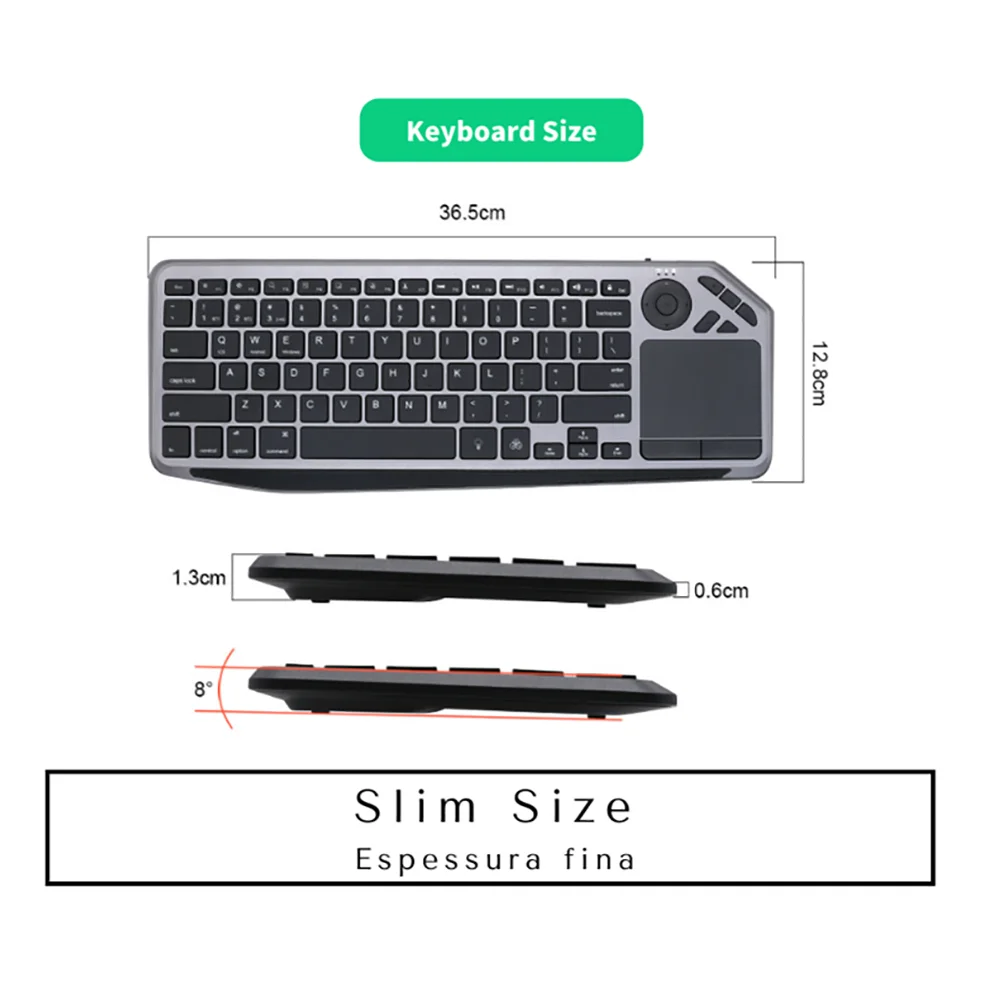 Jomaa Recarregável 2.4g Teclado sem Fio Retroiluminado Bluetooth Teclado com Touchpad para Smart tv Tablet Computador Portátil - Imagem 2