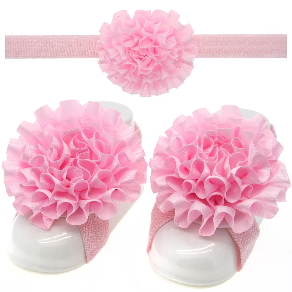 3PCS Flower Headband Baby Girls Barefoot Sandals Hair Foot Accessories Elastic Fashion Foot Decoration Kids Gift hair accessories hair bands hair headband accessories baby headband set