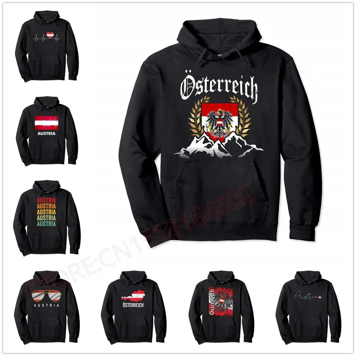 

Austria coat of arms Austrian eagle Oesterreich Pullover Hoodie Men Women Unisex Cotton Hoodies Man Hip Hop Style Sweatshirt