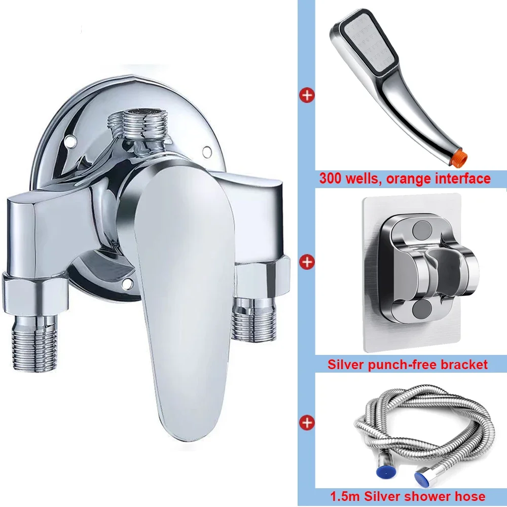 Bathtub Shower Faucet Set Hot and Cold Water Mixing Valve Bathroom Countertop Mounted Chrome Plated