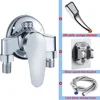 G1/2" Bathtub Shower Faucet Hot and Cold Water Mixing Valve Bathroom Set Countertop Mounted Chrome Plated Valve Bath Shower Set 1