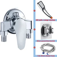 G1/2" Bathtub Shower Faucet Hot and Cold Water Mixing Valve Bathroom Set Countertop Mounted Chrome Plated Valve Bath Shower Set 1