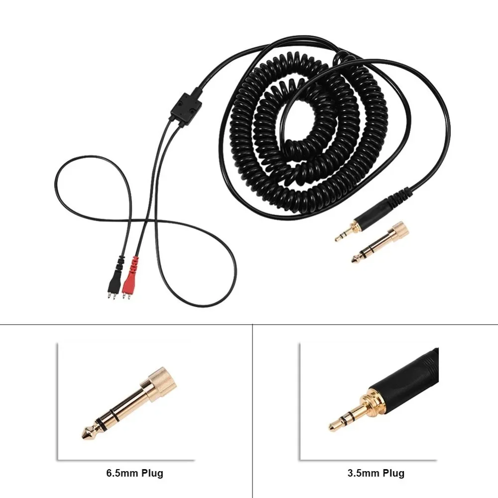 6.35mm Replacement Spring Coiled Cable Extension Cord for Sennheiser HD25 25-1 25-C 25-13 II SP 222 224 230 Headphones