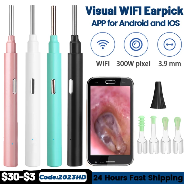 Cure-oreille visuel Intelligent, 500W, sans fil, haute précision,  Endoscope, Mini caméra, Otoscope, boroscope, nettoyeur d'oreille USB -  AliExpress