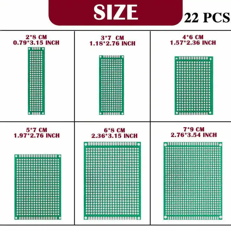 범용 PCB 보드, 그린 오일 브레드보드 실험 회로 기판 5*7/6*8cm 납땜판