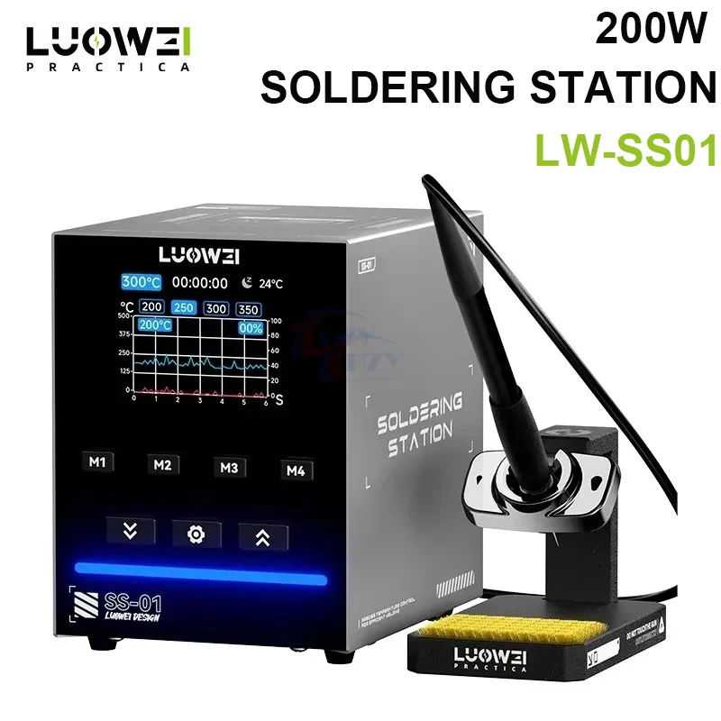 루웨이 SS01 납땜 스테이션 2 in 1 200W LCD 디지털 디스플레이 리워크..