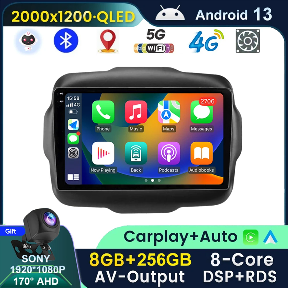 4G Lte Dsp Per Jeep Renegade 2016-2020 Autoradio Android 13 Auto Video Multimedia Player Carplay 2Din Dvd Autoradio Gps