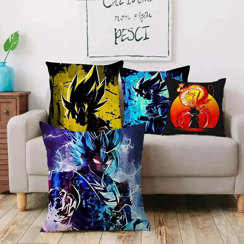 Anime Dragon Balls Z Goku Kawaii Pillow Covers Cartoon Sofa Decorative Home Double-sided Printing Short Plush Cute Cushion Cover 2