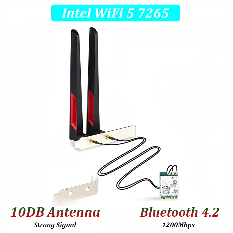 10dbi Antenne M.2 Desktop Kit Voor Intel Wifi 6e Ax210 Wifi 6 Ax200 7265ngw Draadloze Kaart Bluetooth 2 In 1 Netwerk Adapter Voor Pc