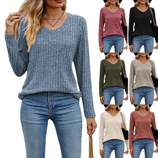 Elegant Women s Solid Color Slim Fit Long Sleeve T-shirt: A Stylish Choice for Autumn/Winter