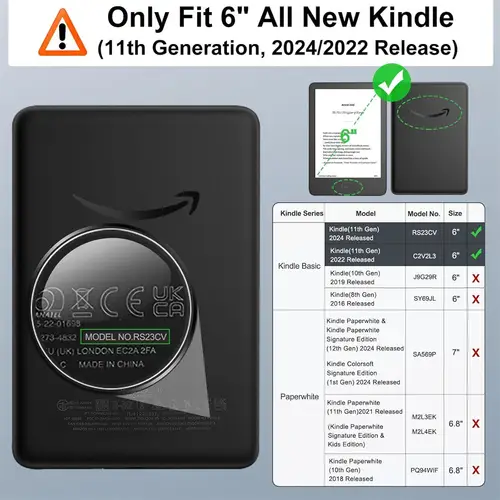 Case for Kindle 2024 2022 11th Generation 6Inch Model No. RS23CV C2V2L3 Magnetic Protective Pouch Cover Shell 6'' Accessories - Image 2