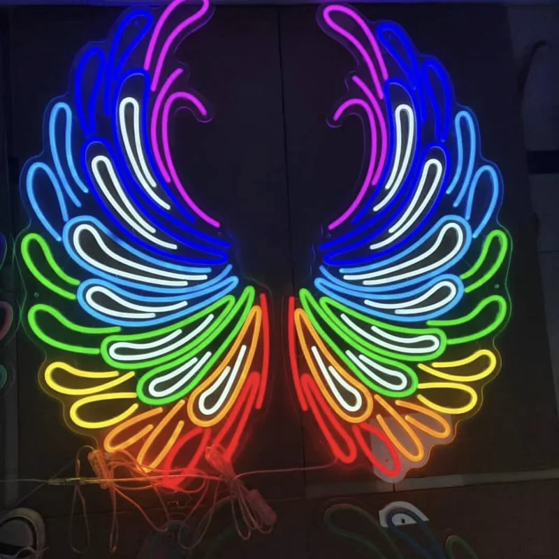 Angel Wings Custom Led Light Neon Sign Can Make RGB Full Color No Moq For Bar Party Shop Home Decor Contact Us beautiful neon sign led light home bar shop party personalized hang bedroom make up beauty room art wall decor lamp girl gift