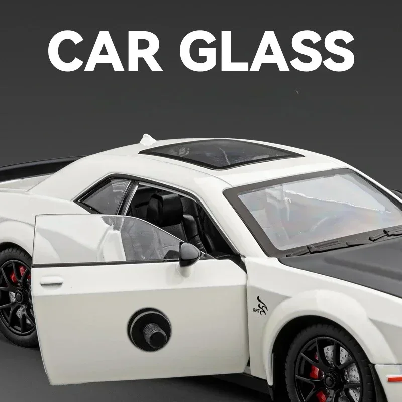 Simualtion 1:24 Dodge Challenger Hellcat Redeye Alloy Car Model Sound and Light Children Toy Birthday Gift Miniature Voiture 6