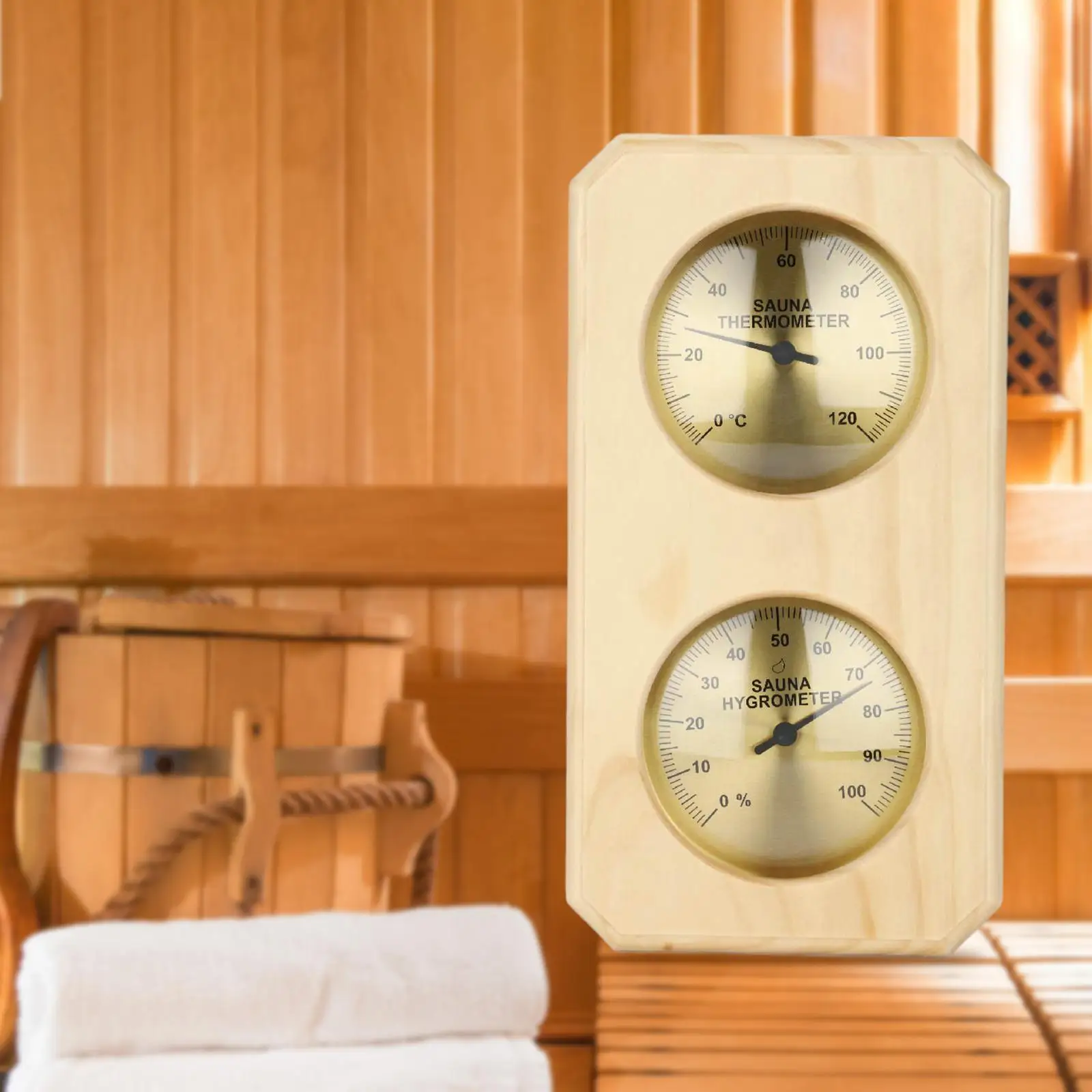 Bimetallic Wooden Sauna Temperature And Humidity Meter
