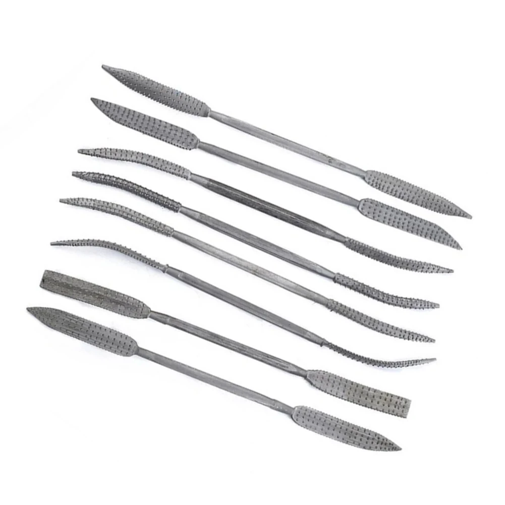거친 리플러 파일, 곡선 양면 수공구, 전문 나무 걸레 파일 세트, 목공 조각, 190mm, 8 개