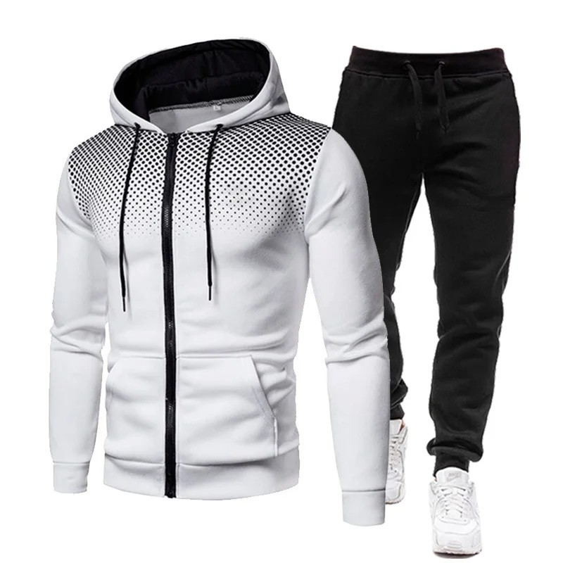 Fashion Tracksuit for Man Zipper Hooded Sweatshirt and Sweatpants Two Pieces Suits Male Casual Fitness Jogging Sports Sets