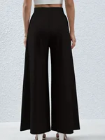 Women's summer 2024 new plus-size knitted fabric elegant temperament wide-legged casual pants - Image 2
